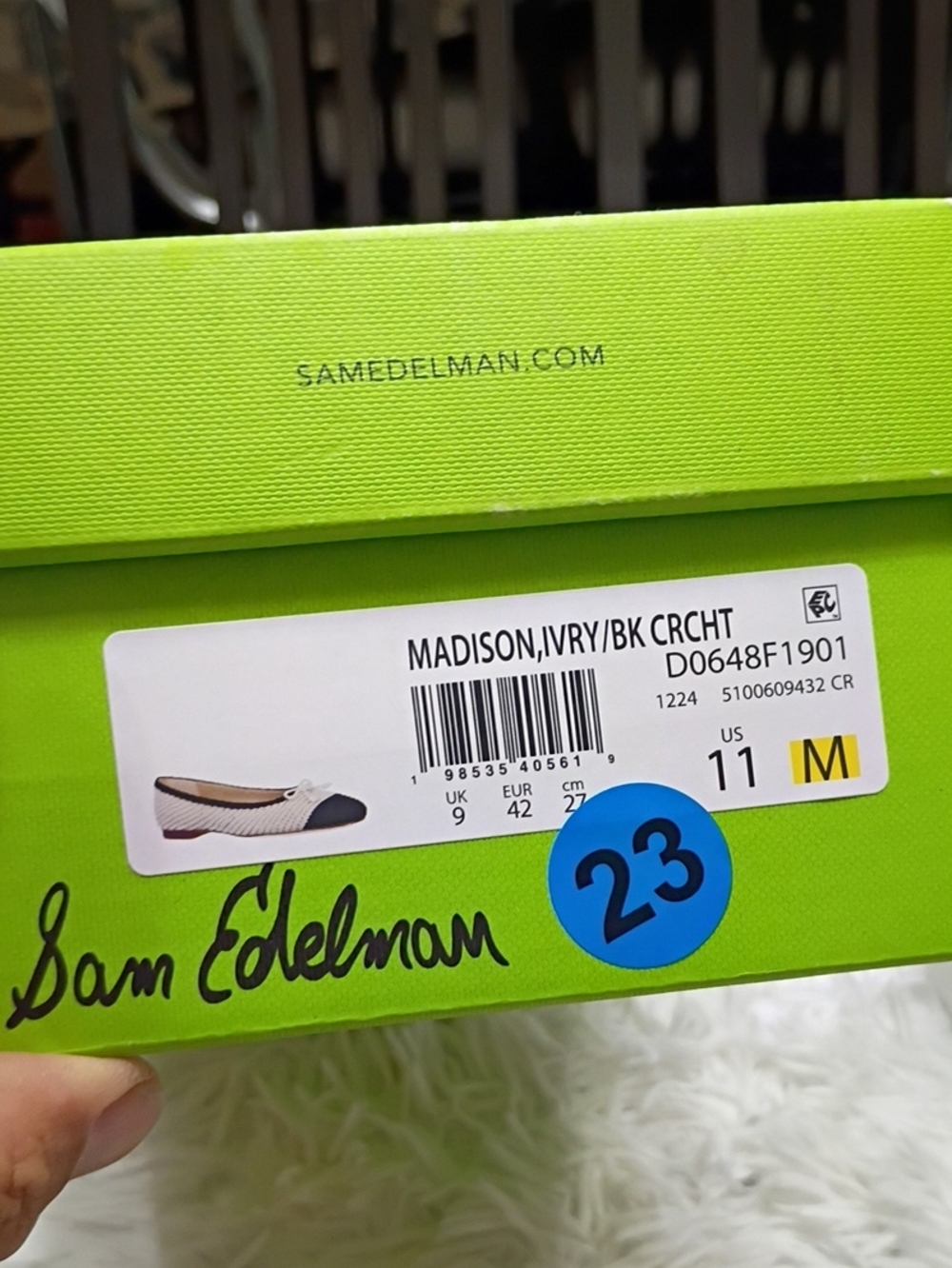 Sam Edelman Madison Ivory Black Crochet Flats Women's Sz 11 M 🌴 🆕 - Picture 7 of 7